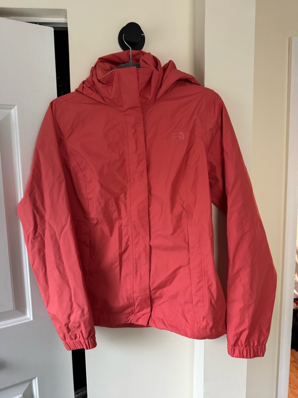 The North Face Coral-Red Hooded Rain Jacket